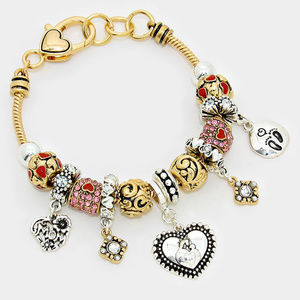 Mothers Day heart charm bracelet
